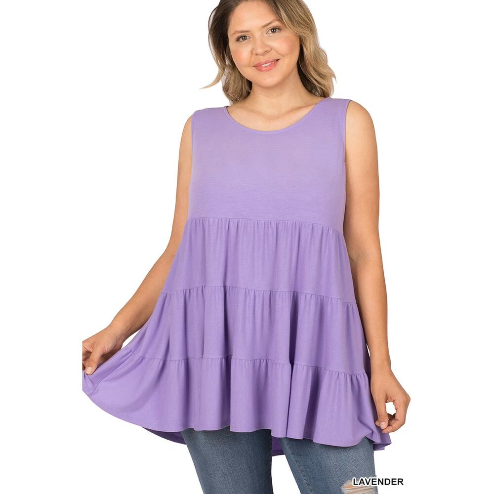 1280 - Zenana Purple Sleeveless Tiered Tank - XL